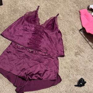 Victoria's Secret Plum Lace Sleepwear Set